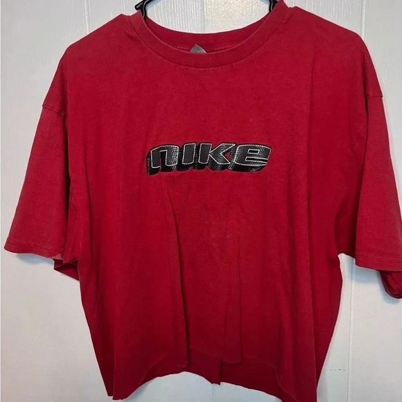 Vintage Nike Cropped Spellout Shirt size large screen print - Picture 1 of 4